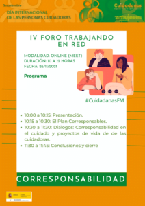 IV Foro Trabajando en Red: Hacia la corresponsabilidad del cuidado. El Plan Corresponsables y su impacto en mujeres cuidadoras- Asturias