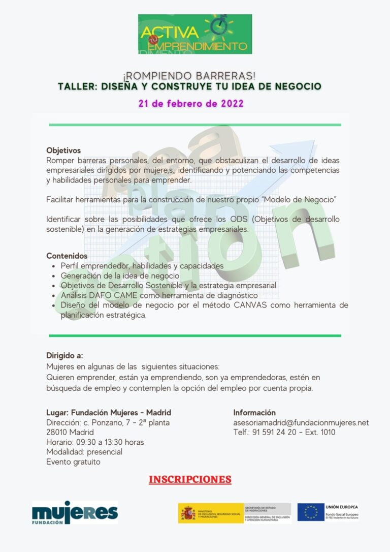¡Rompiendo barreras! - Taller Diseña y construye tu idea de negocio