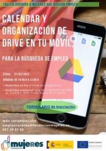 Taller: "Calendar y organización de DRIVE en tu móvil, para la búsqueda de empleo"