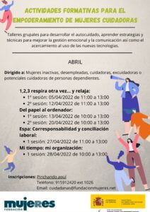 Actividades formativas para el empoderamiento de mujeres cuidadoras