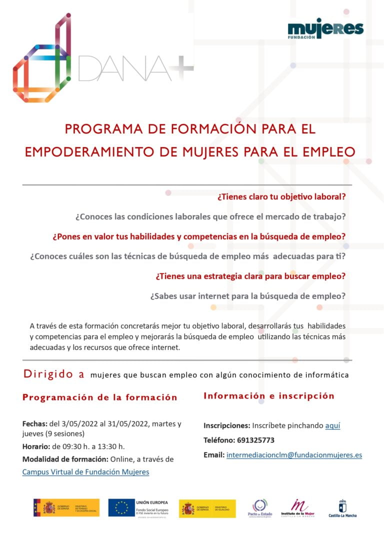Cursos Online: Programa de Empoderamiento de Mujeres para el empleo de Castilla la Mancha