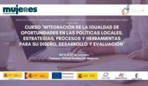 Comienza el plazo de inscripción en el curso: “Integración de la igualdad de oportunidades en las políticas locales”