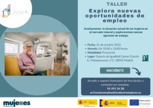 Taller: "Explora nuevas oportunidades de empleo" en el Espacio de Igualdad Carme Chacón