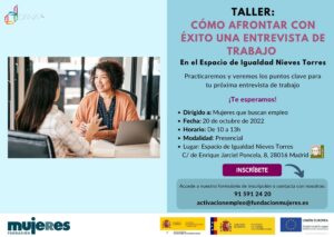 Taller: "Cómo enfrentar con éxito una entrevista de trabajo" en el Espacio de Igualdad Nieves Torres