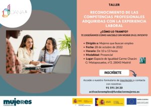 Taller: "Reconocimiento de las competencias profesionales adquiridas con la experiencia laboral"