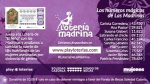 Llega la Lotería de la Madrina para ayudar a huérfan@s por causa de crímenes de violencia de género