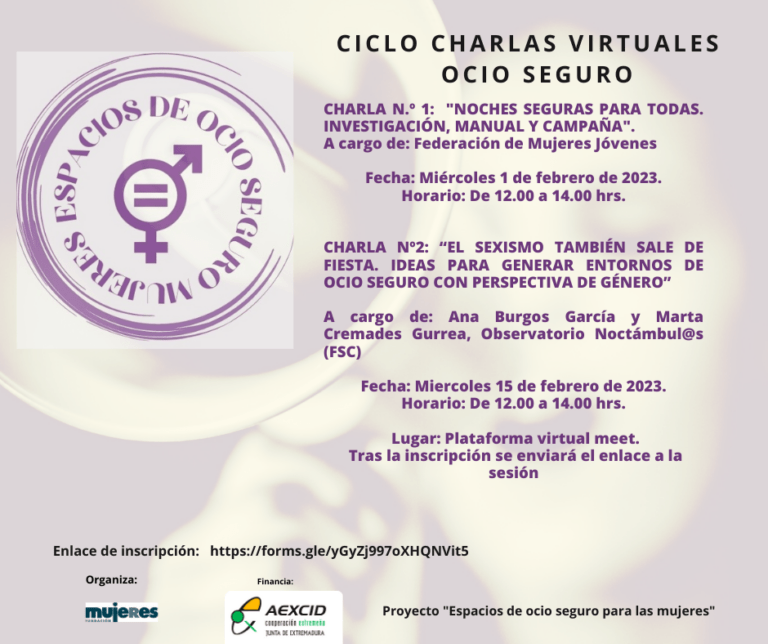 Ciclo de charlas online  sobre espacios de ocio seguro y noches seguras