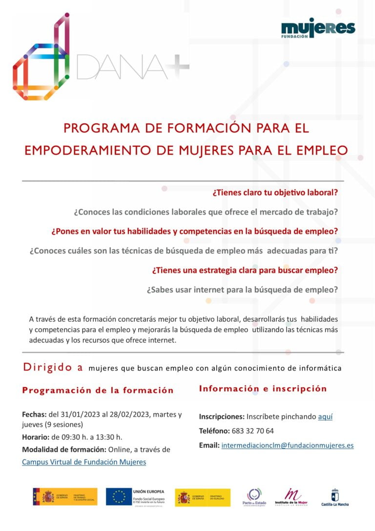 Inicio del Programa de Empoderamiento de Mujeres para el empleo de Castilla La Mancha - online
