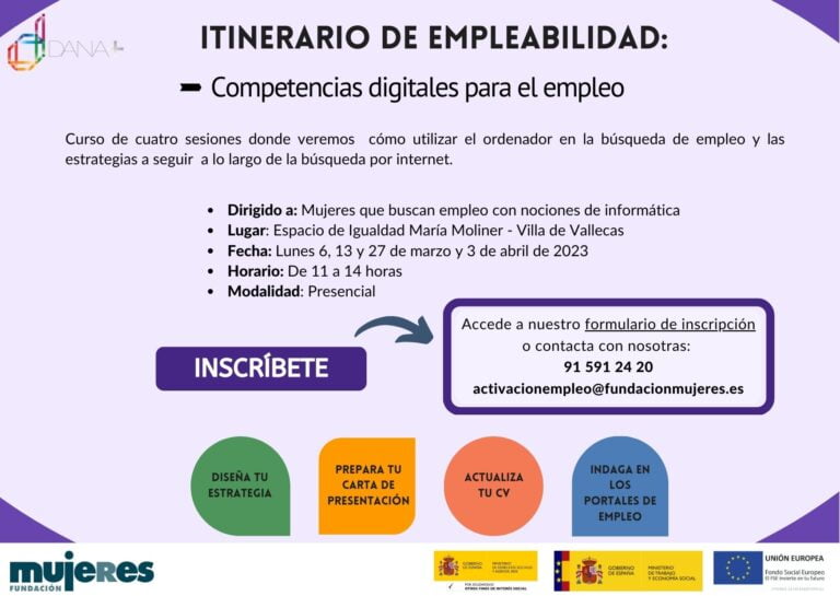 Curso: Competencias digitales para el empleo en Espacio de Igualdad María Moliner