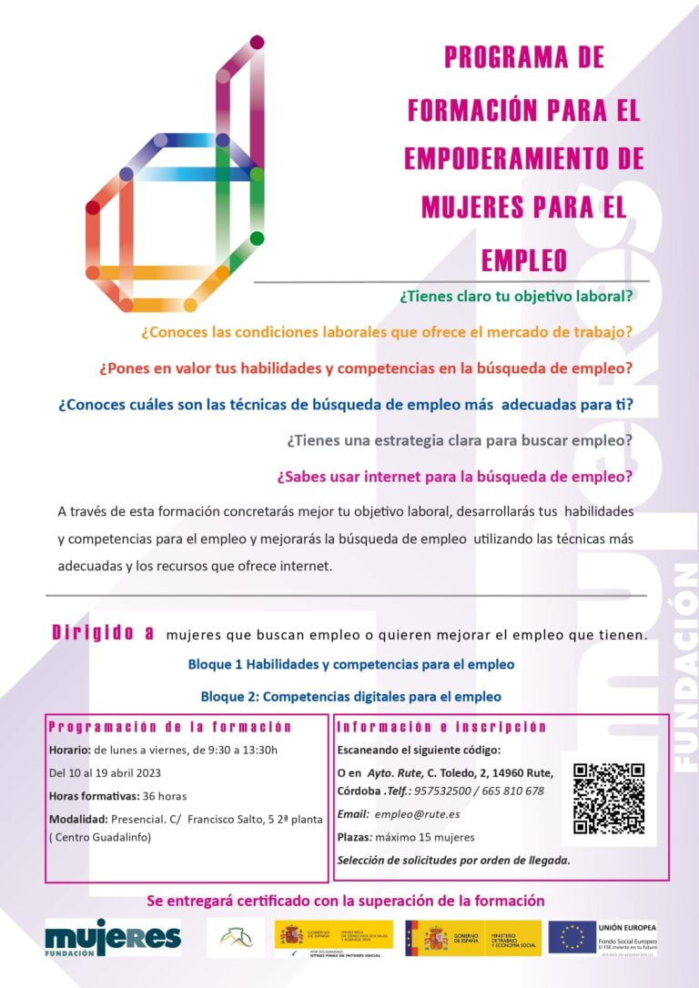 Programa de Empoderamiento  de Mujeres para el empleo Dana+ en Rute