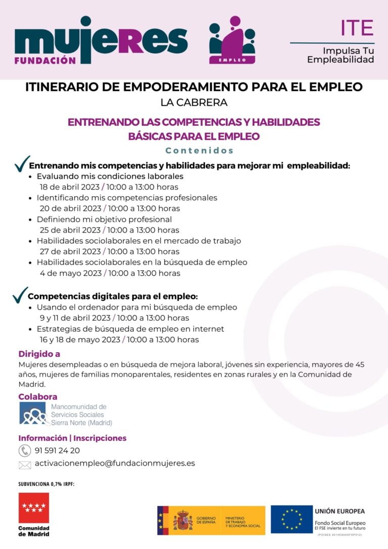 Itinerario de Empoderamiento para el Empleo en La Cabrera