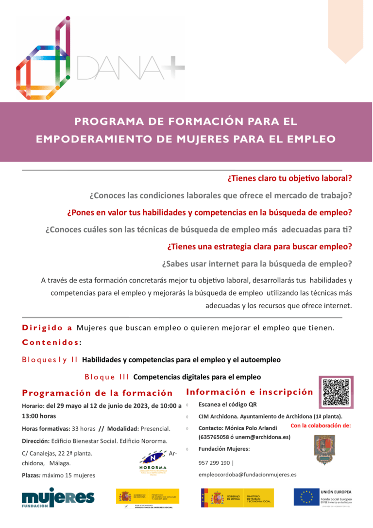 Programa de formación para el Empoderamiento de Mujeres para el Empleo en Archidona (Málaga)